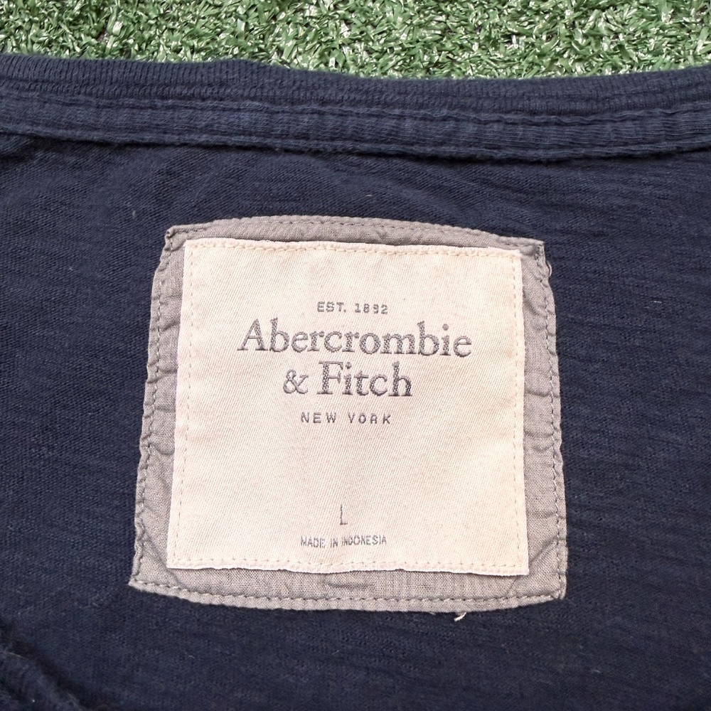 Vintage Abercrombie & Fitch Henley Shirt Womens L Blue Long Sleeve Ribbed Top - Picture 2 of 6